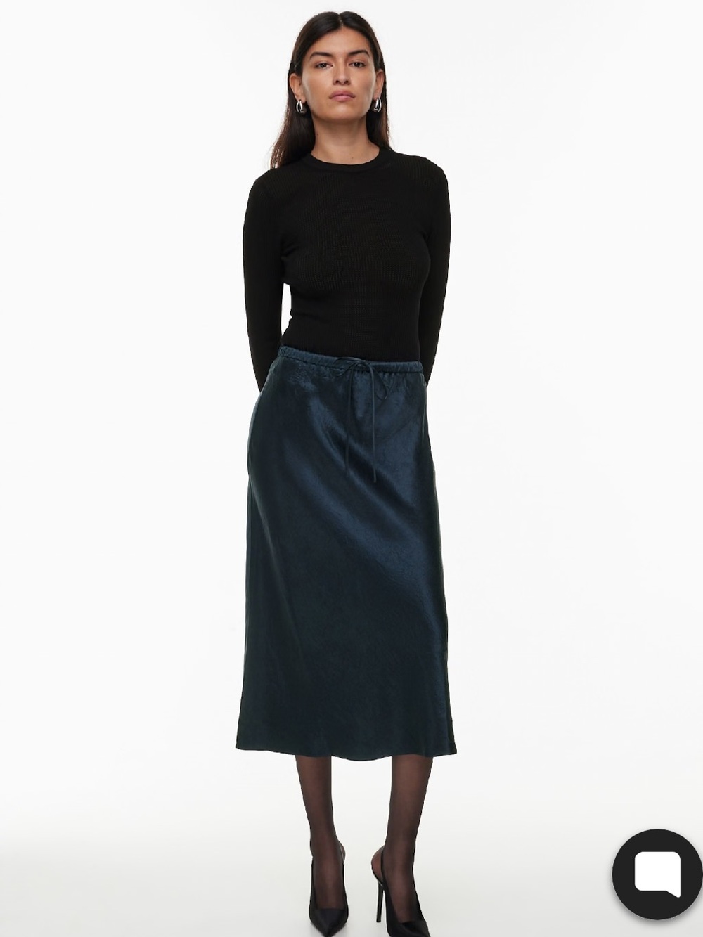 Babaton Satin Slip Maxi Skirt — Black